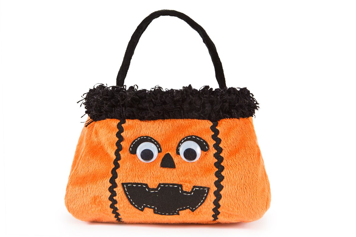 XD15836 Halloween Treat Bag featuring fuzzy fabric and googly eyes, perfect for trick-or-treating.