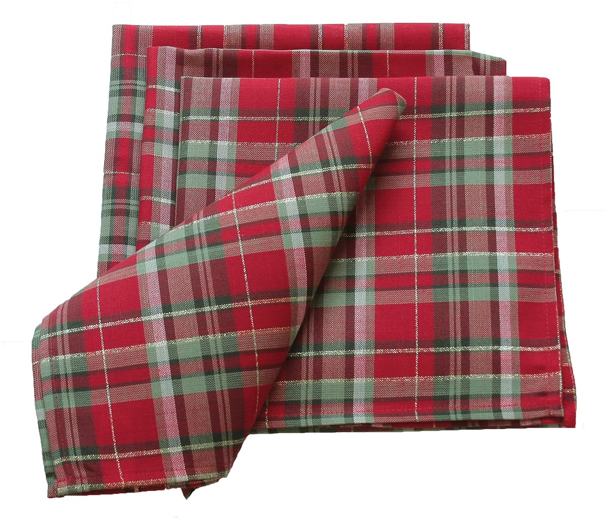 Set of 4 XD111618 Holiday Tartan Napkins featuring a classic red and green plaid design, perfect for festive dining.