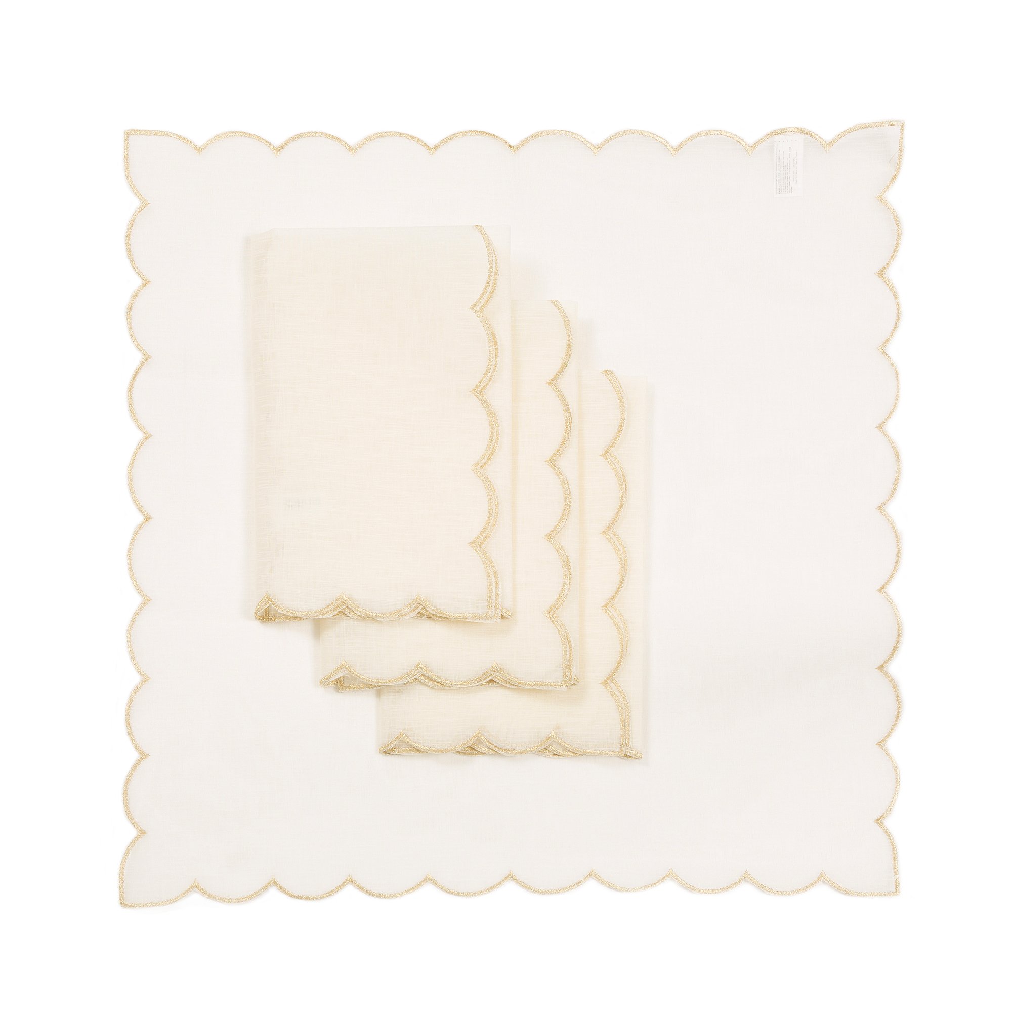 Set of 4 XD18265B Sleek Chic Sheer Napkins with shimmering gold or silver trim, elegantly displayed on a dining table.