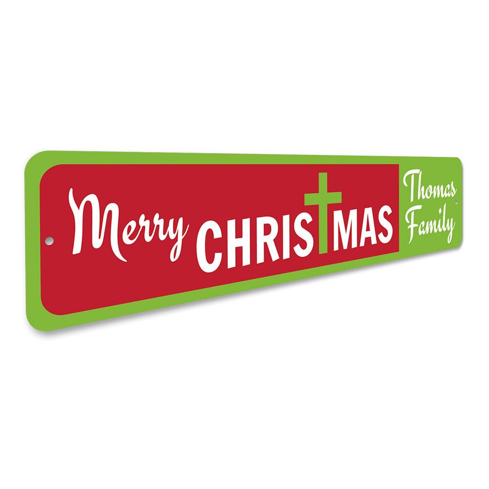 A beautifully crafted Xmas Cross Sign made of high-quality aluminum, featuring a festive design perfect for Christmas decorations.