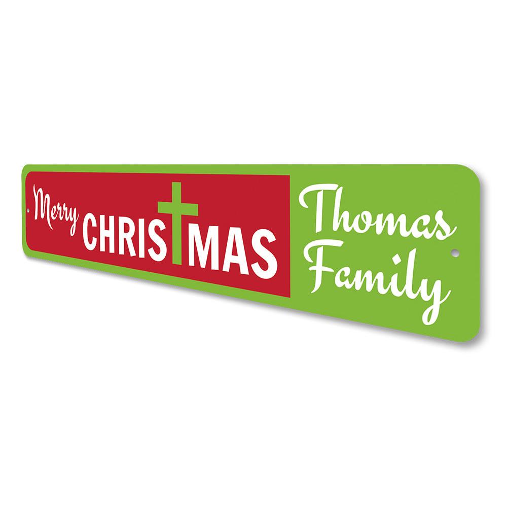 A beautifully crafted Xmas Cross Sign made of high-quality aluminum, featuring a festive design perfect for Christmas decorations.