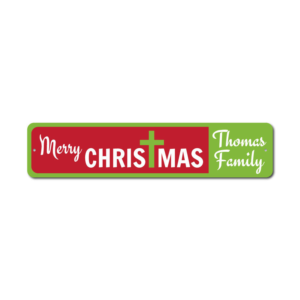 A beautifully crafted Xmas Cross Sign made of high-quality aluminum, featuring a festive design perfect for Christmas decorations.