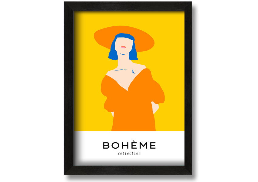 A vibrant yellow framed print titled 'Yellow Summer Fashion', showcasing a bright summer design, ready to hang.