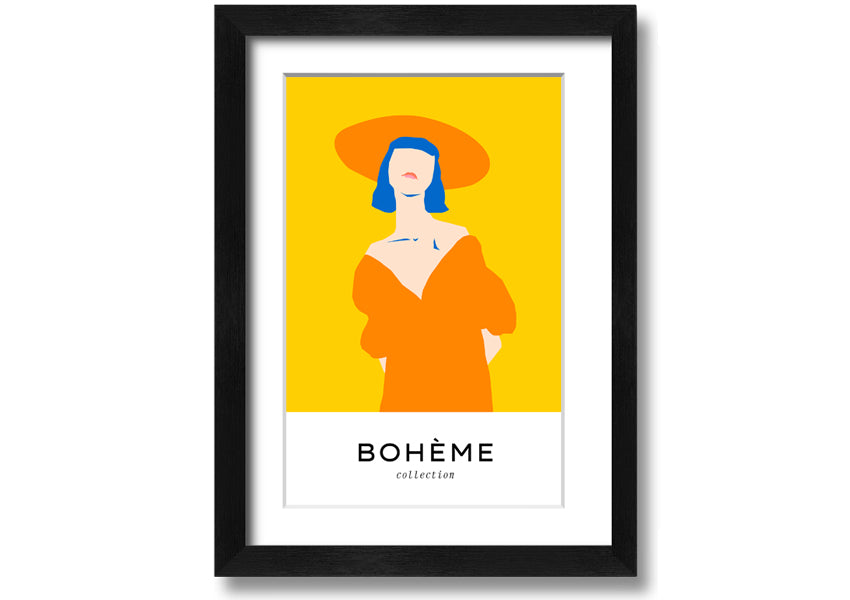 A vibrant yellow framed print titled 'Yellow Summer Fashion', showcasing a bright summer design, ready to hang.