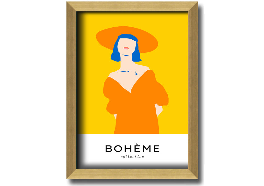 A vibrant yellow framed print titled 'Yellow Summer Fashion', showcasing a bright summer design, ready to hang.