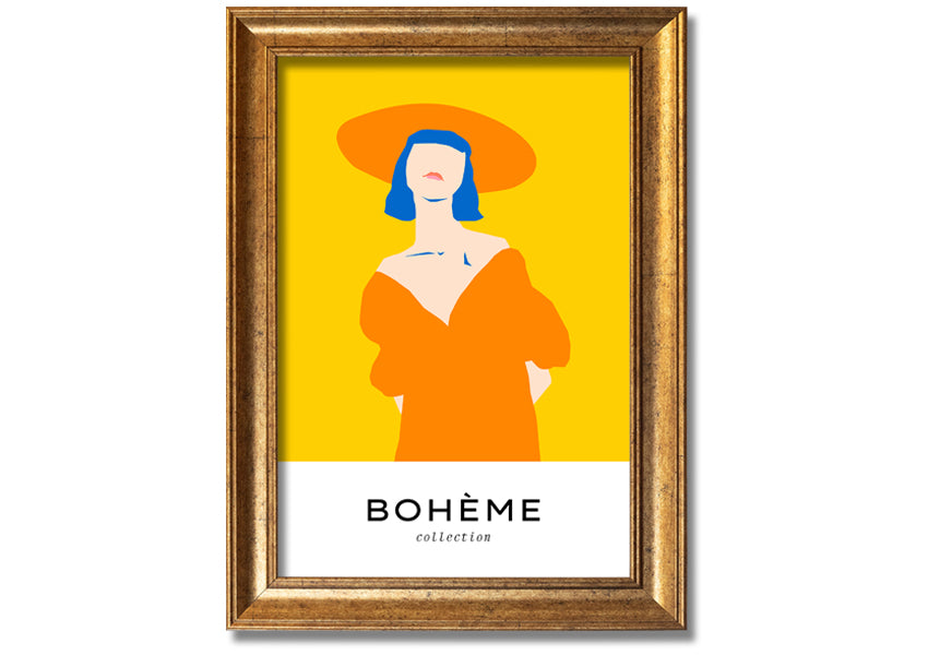 A vibrant yellow framed print titled 'Yellow Summer Fashion', showcasing a bright summer design, ready to hang.