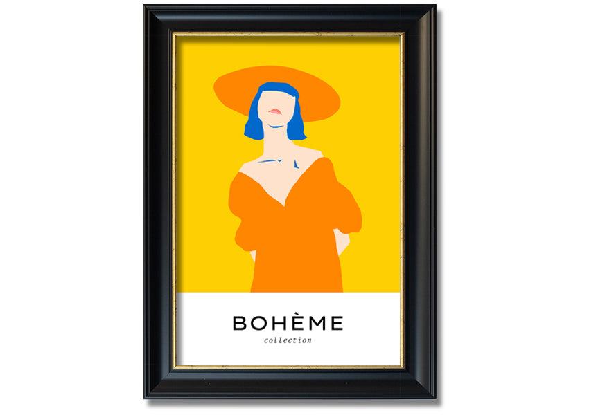 A vibrant yellow framed print titled 'Yellow Summer Fashion', showcasing a bright summer design, ready to hang.