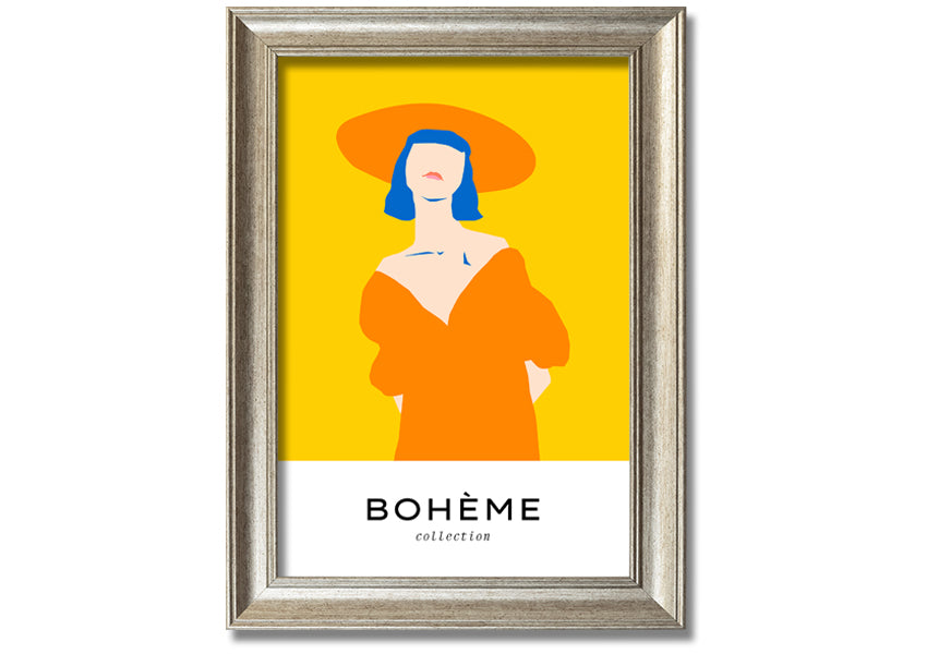 A vibrant yellow framed print titled 'Yellow Summer Fashion', showcasing a bright summer design, ready to hang.