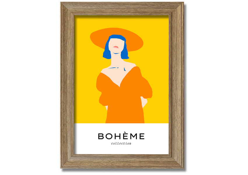 A vibrant yellow framed print titled 'Yellow Summer Fashion', showcasing a bright summer design, ready to hang.