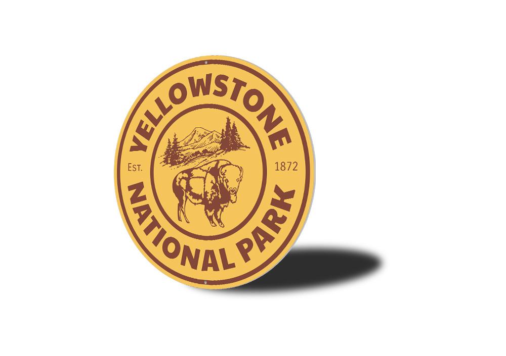 Yellowstone Buffalo Sign made of high-quality aluminum, featuring a rustic design perfect for home decor.