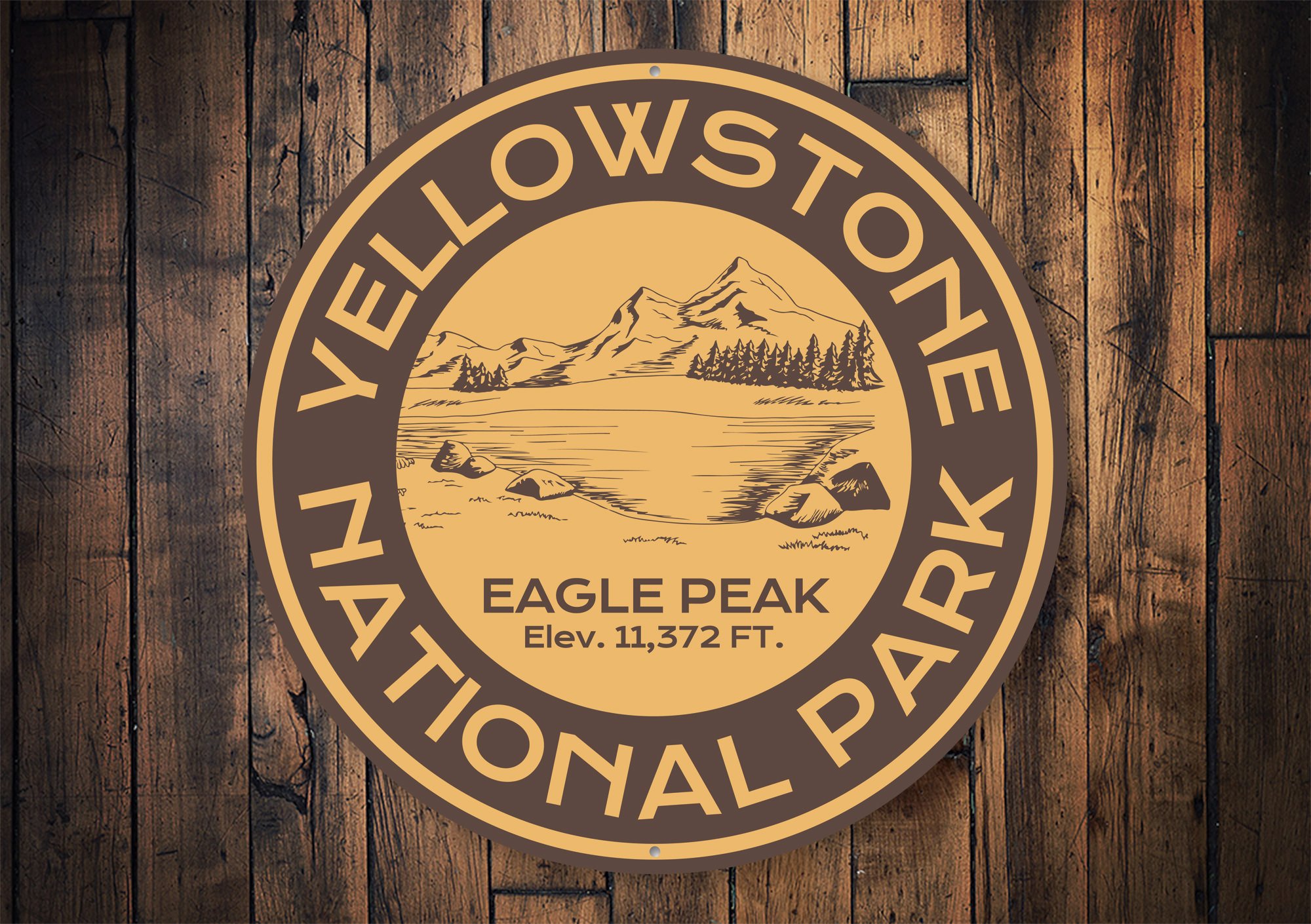 A beautifully crafted Yellowstone sign made of high-quality aluminum, showcasing vibrant colors and customizable text, perfect for home decor.