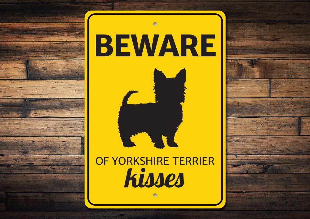 A decorative Yorkshire Terrier Sign made of high-quality aluminum, featuring a charming design perfect for dog lovers.