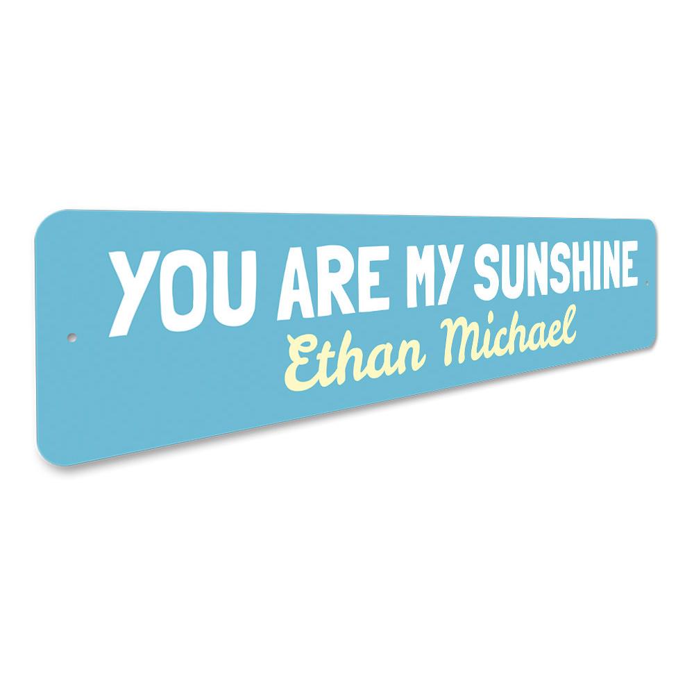 You Are My Sunshine Sign made of high-quality aluminum, featuring a bright and cheerful design perfect for children's rooms.