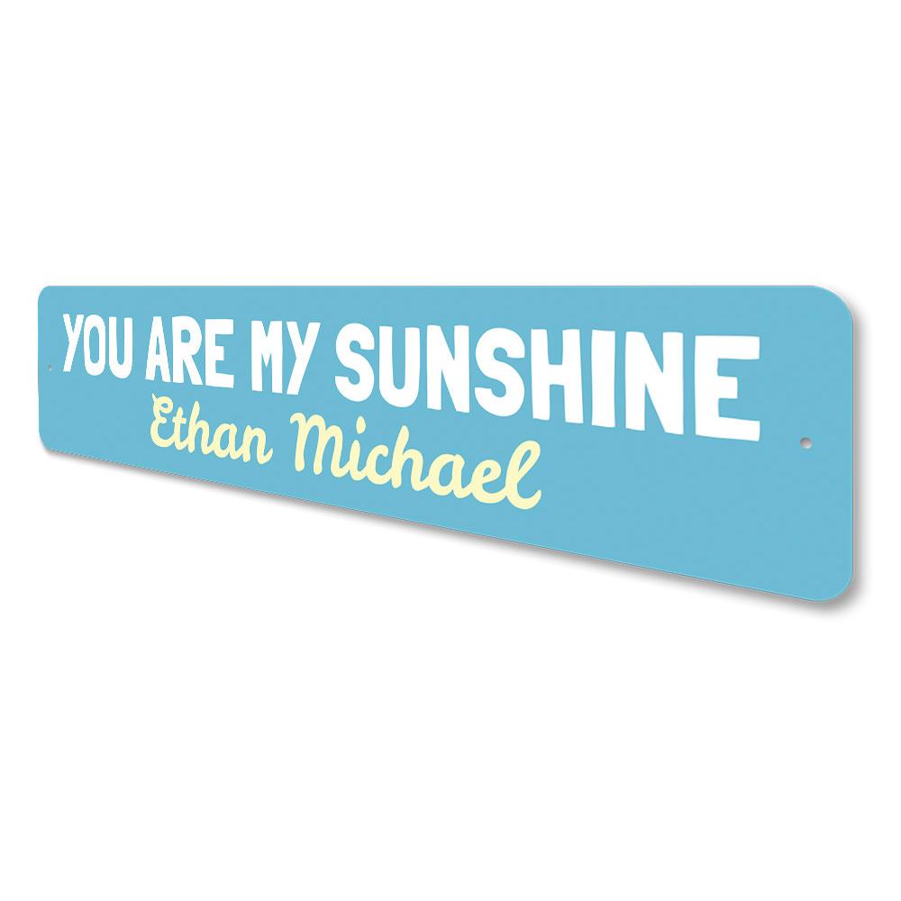 You Are My Sunshine Sign made of high-quality aluminum, featuring a bright and cheerful design perfect for children's rooms.