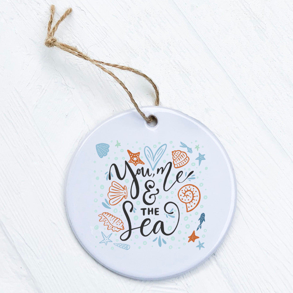 You Me and the Sea ornament made of high-quality porcelain with a vibrant coastal design, featuring a smooth glossy finish.