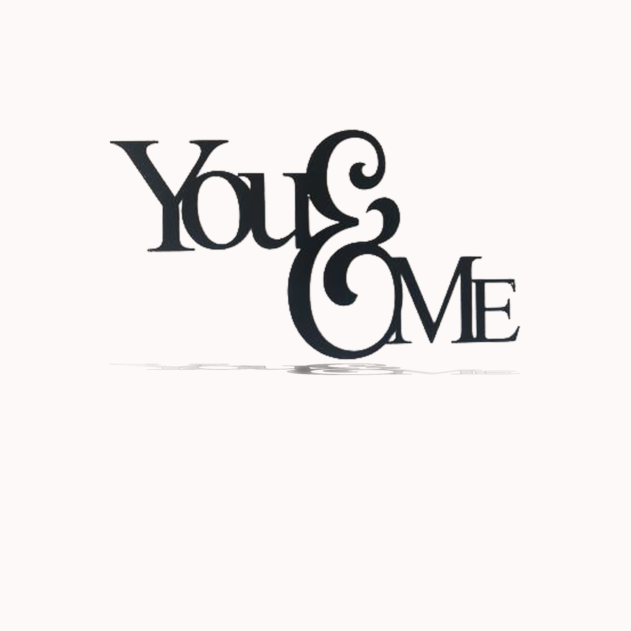 You & Me Metal Wall Art in low gloss black finish, measuring 25 inches wide and 14 inches tall, showcasing a modern design perfect for home decor.