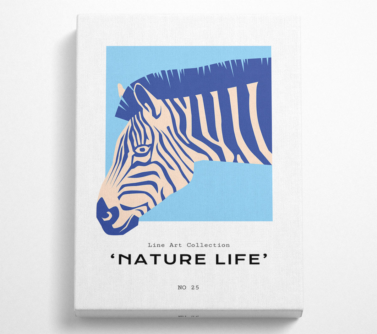 Zebra Nature canvas art featuring a vibrant zebra print on coated polyester, mounted on a sturdy 44mm box frame, ready to hang.