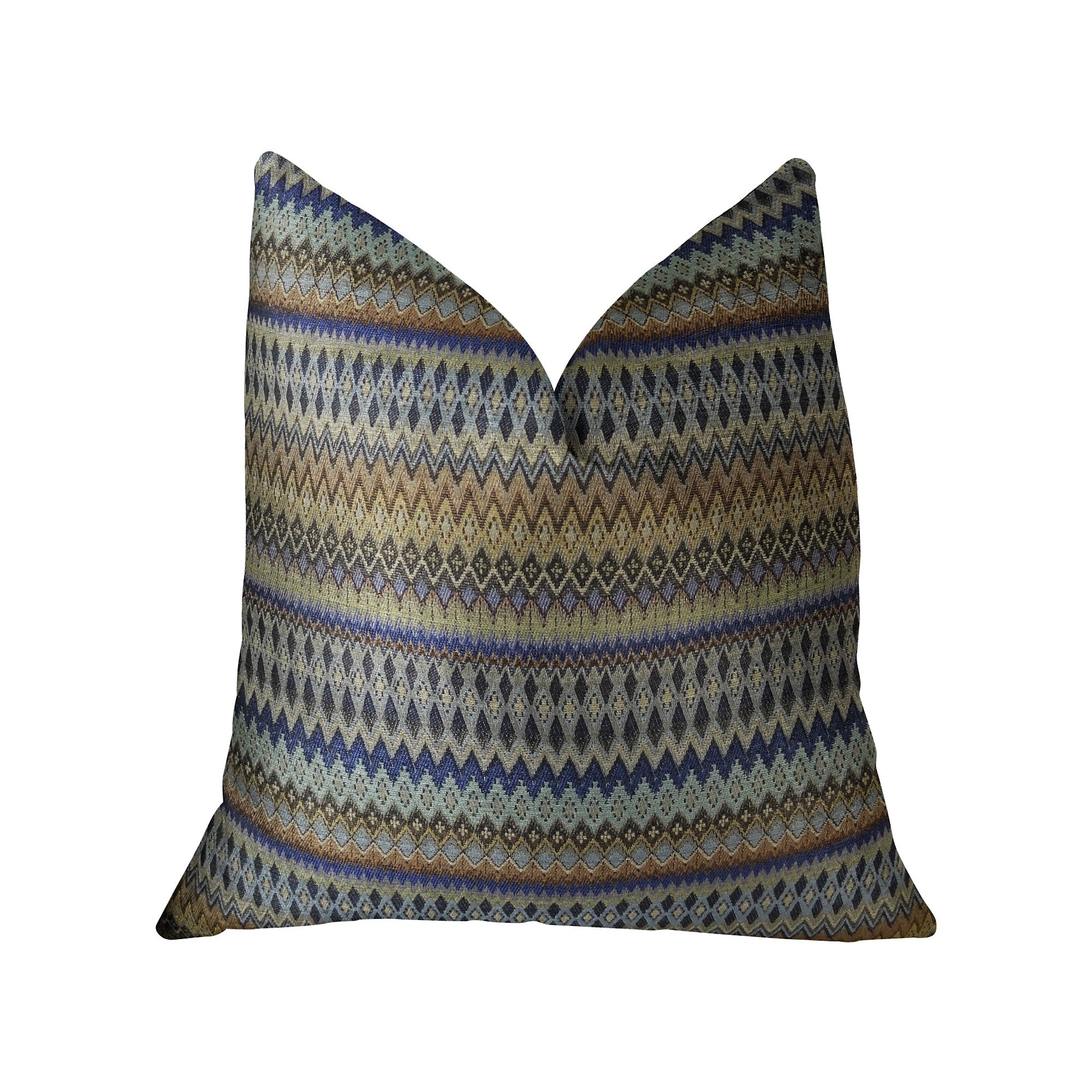 Zipline Navy Blue and Taupe Handmade Luxury Pillow featuring a geometric pattern and invisible zipper, showcasing its elegant design and craftsmanship.