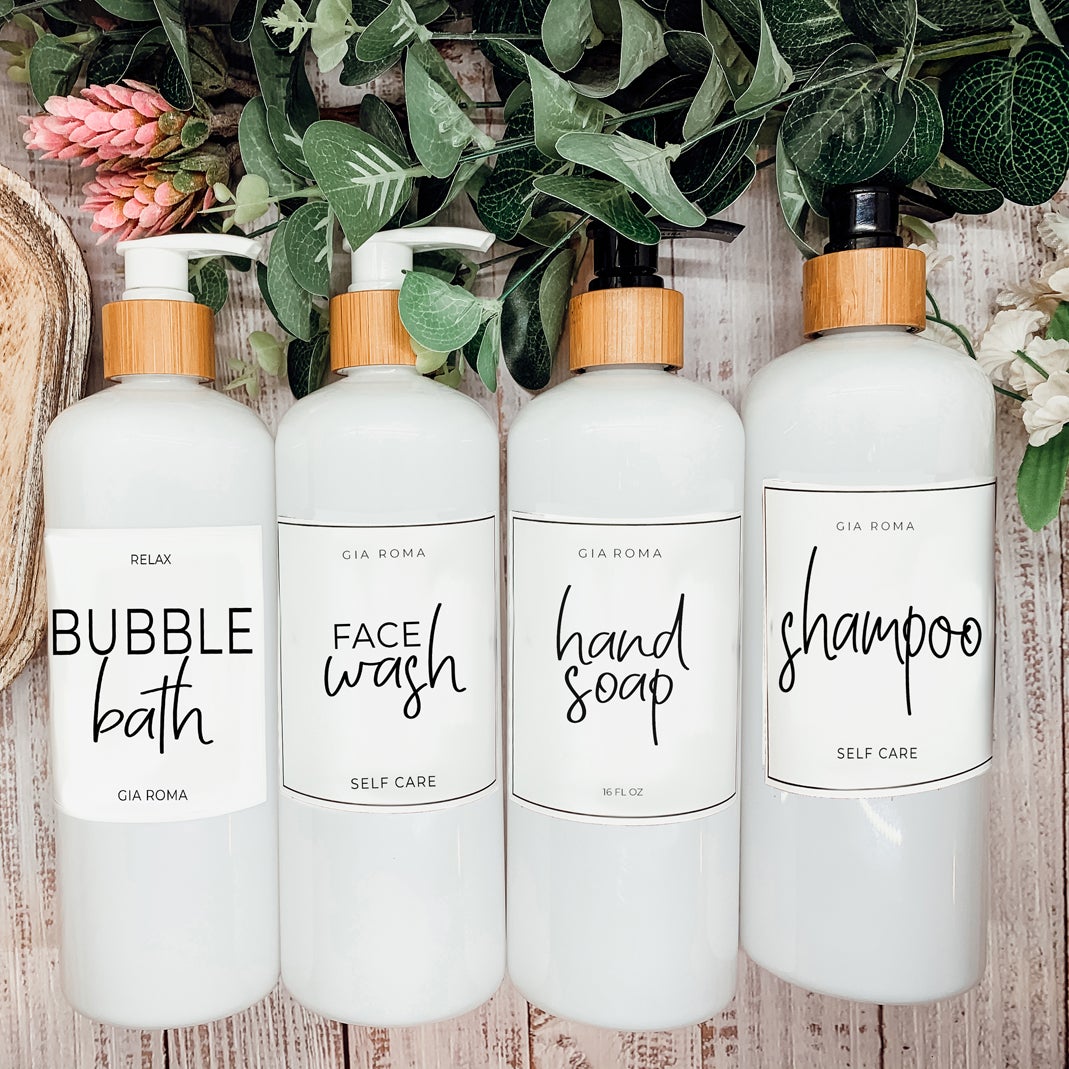 16oz White PET Bottle with customizable label and pump options, ideal for home decor and eco-friendly refills.