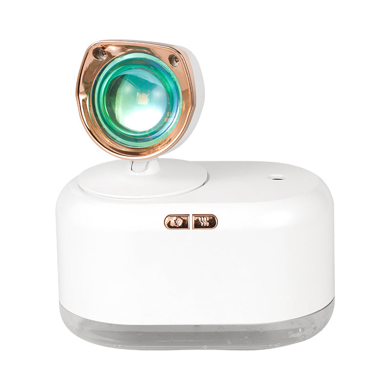 A compact 2 In 1 Mini Wireless Sunset Lamp Air Humidifier with a sunset light projection and a 300ML water tank, designed for stylish home decor.