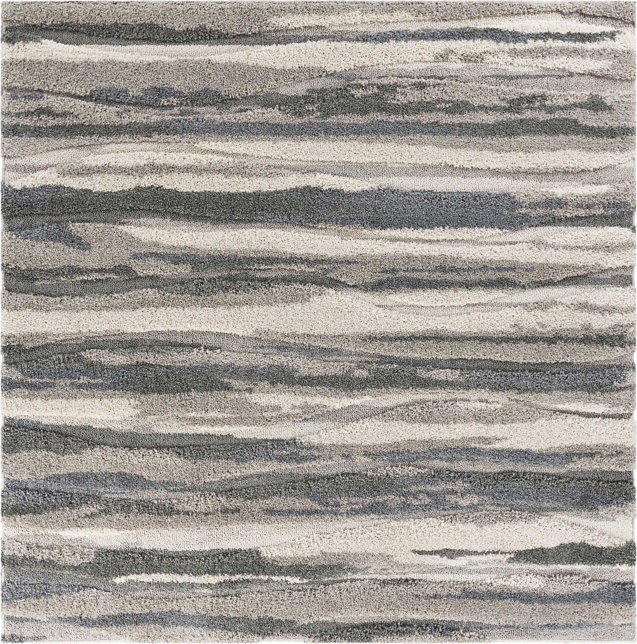 39" x 63" Grey Polypropylene Rug with plush hi-lo pile and stylish landscape design, perfect for enhancing home decor.