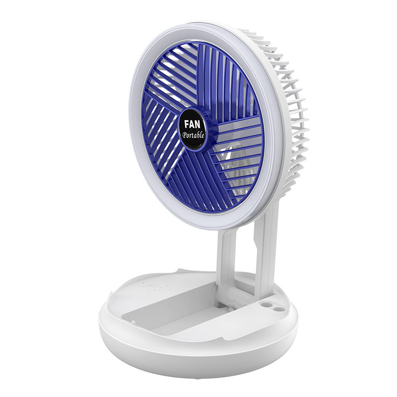 A versatile 4 Speed Adjustable USB Charging Foldable Table Fan with night light, showcasing its compact design and adjustable features.