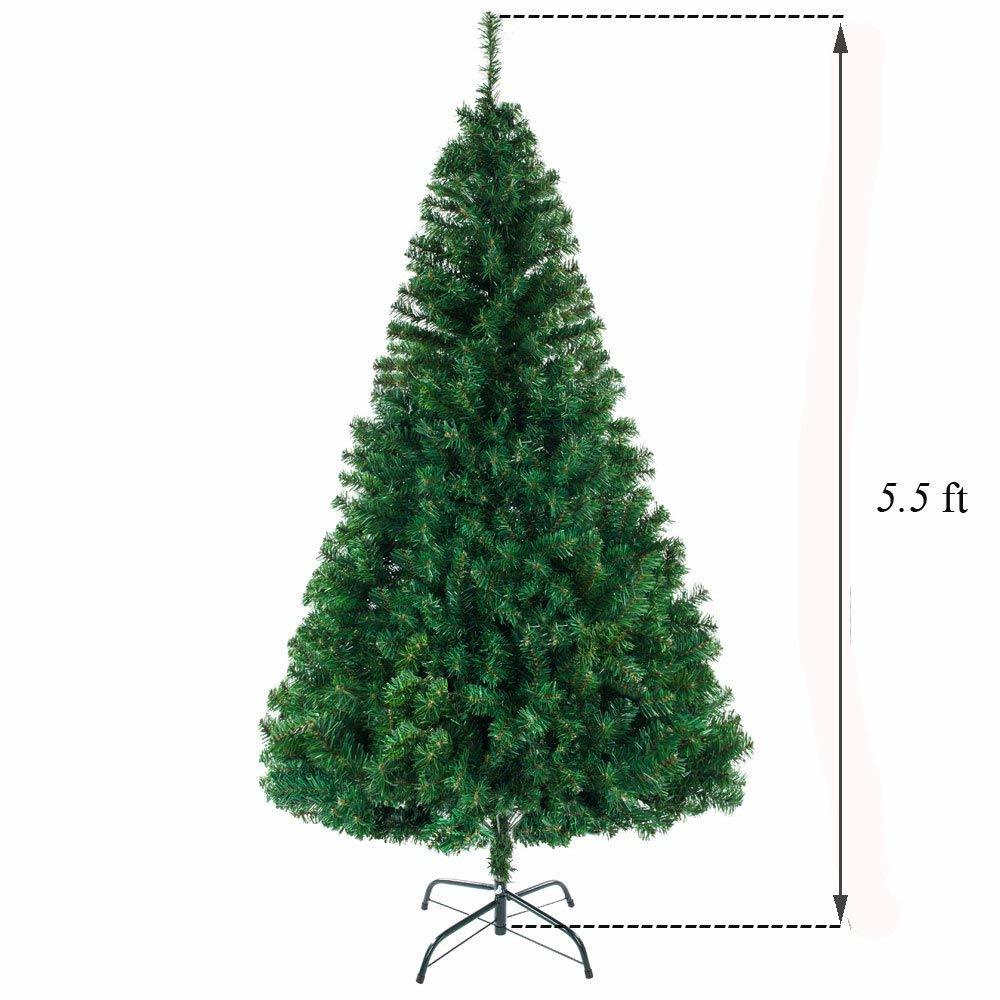 5.5FT Artificial Christmas Tree with 850 branches, showcasing a realistic spruce design and sturdy metal base.