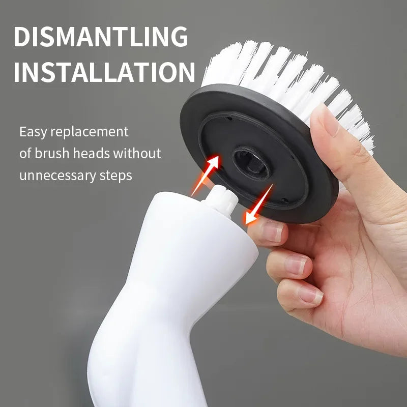 6 in 1 Electric Cleaning Brush with multiple attachments for versatile cleaning in kitchen and bathroom.