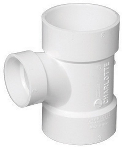 White PVC pipe tee fitting