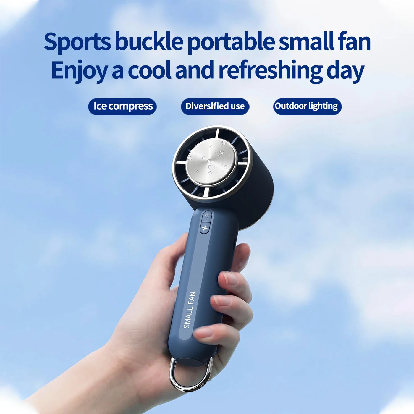 Mini Handheld Fan in sleek design, featuring USB rechargeability and adjustable speed settings, perfect for outdoor and indoor use.