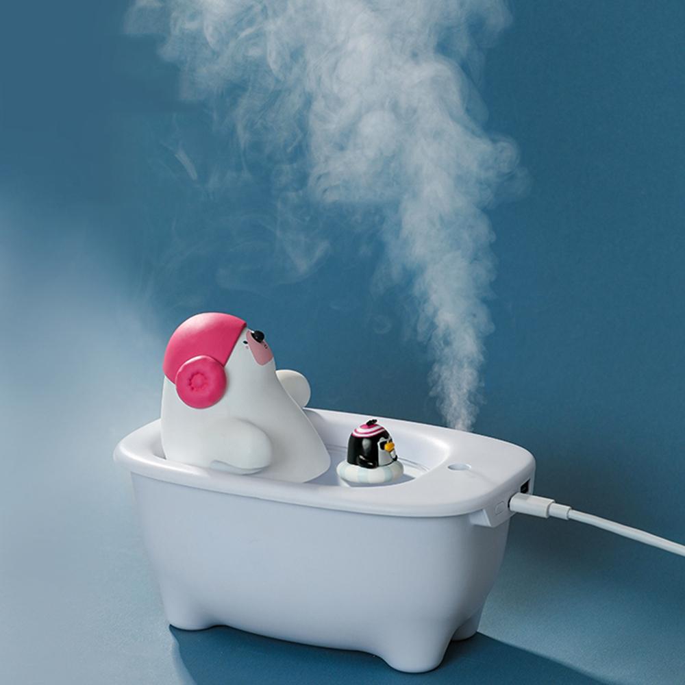 Creative Air Humidifier in polar bear design, showcasing a USB connection and large water tank.