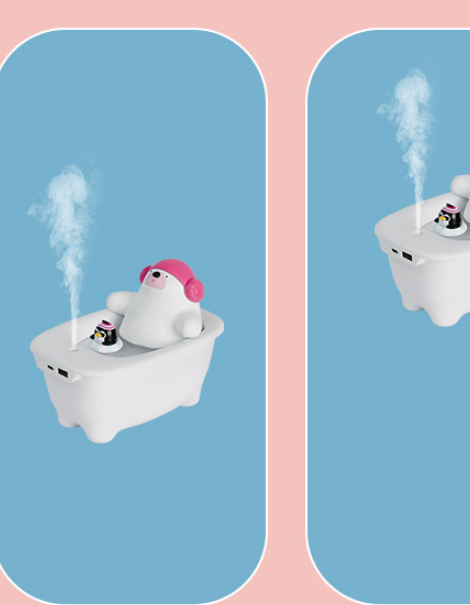 Creative Air Humidifier in polar bear design, showcasing a USB connection and large water tank.