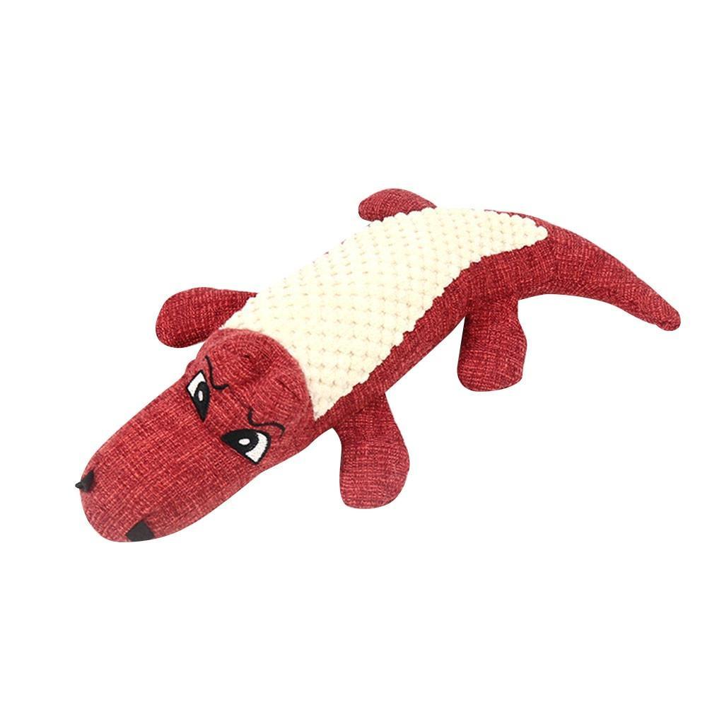 Plush animal-shaped dog toy in vibrant colors, designed for small and large dogs, featuring a squeaky sound for interactive play.