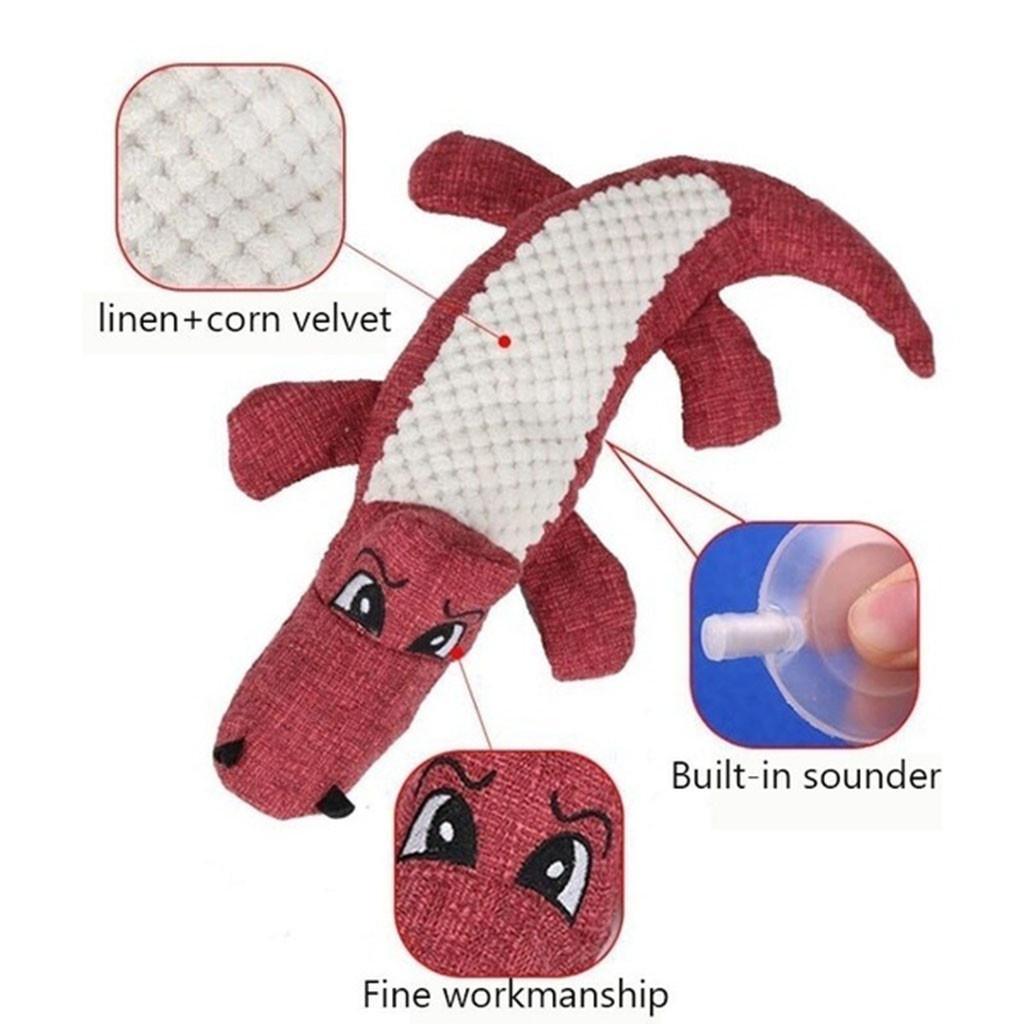 Plush animal-shaped dog toy in vibrant colors, designed for small and large dogs, featuring a squeaky sound for interactive play.