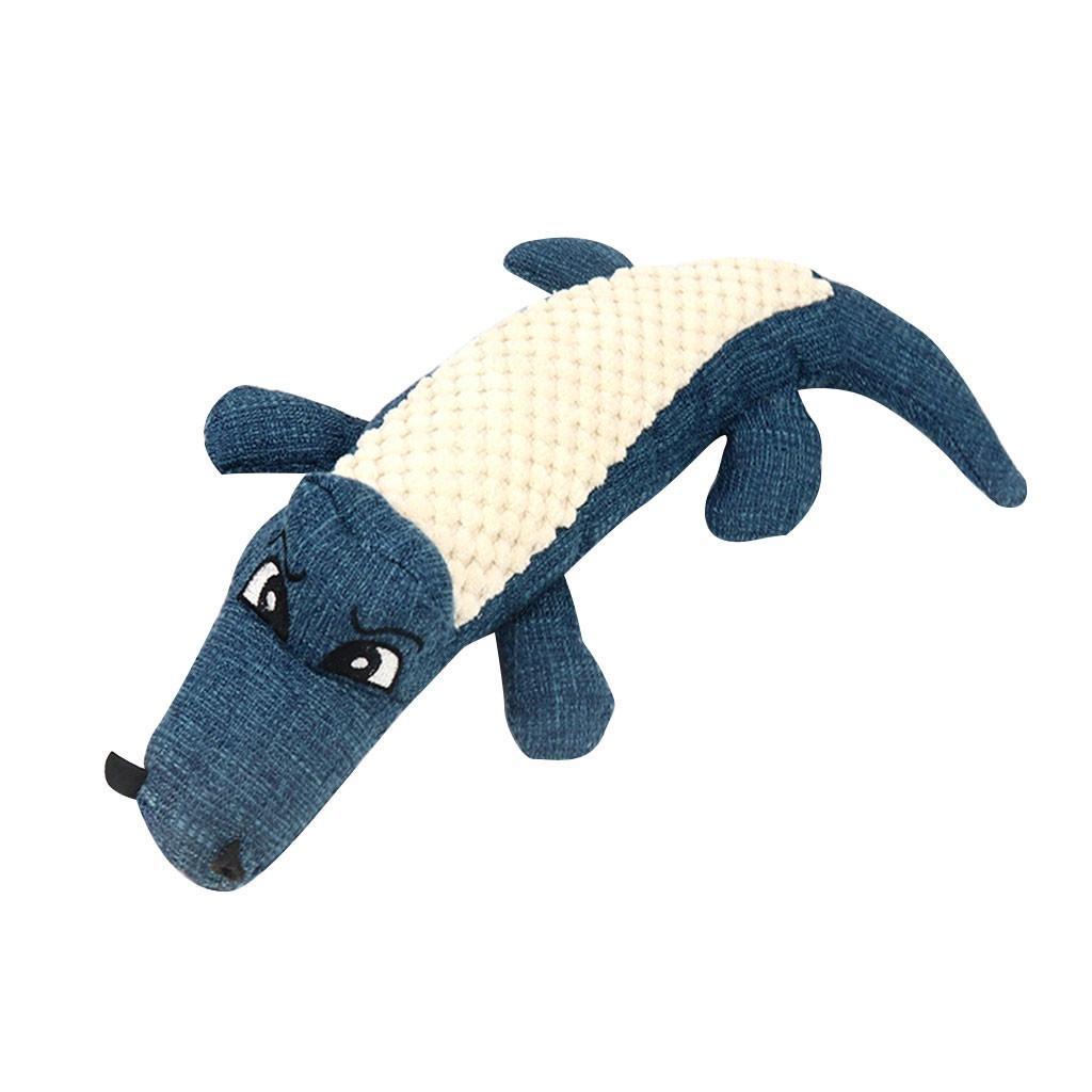 Plush animal-shaped dog toy in vibrant colors, designed for small and large dogs, featuring a squeaky sound for interactive play.