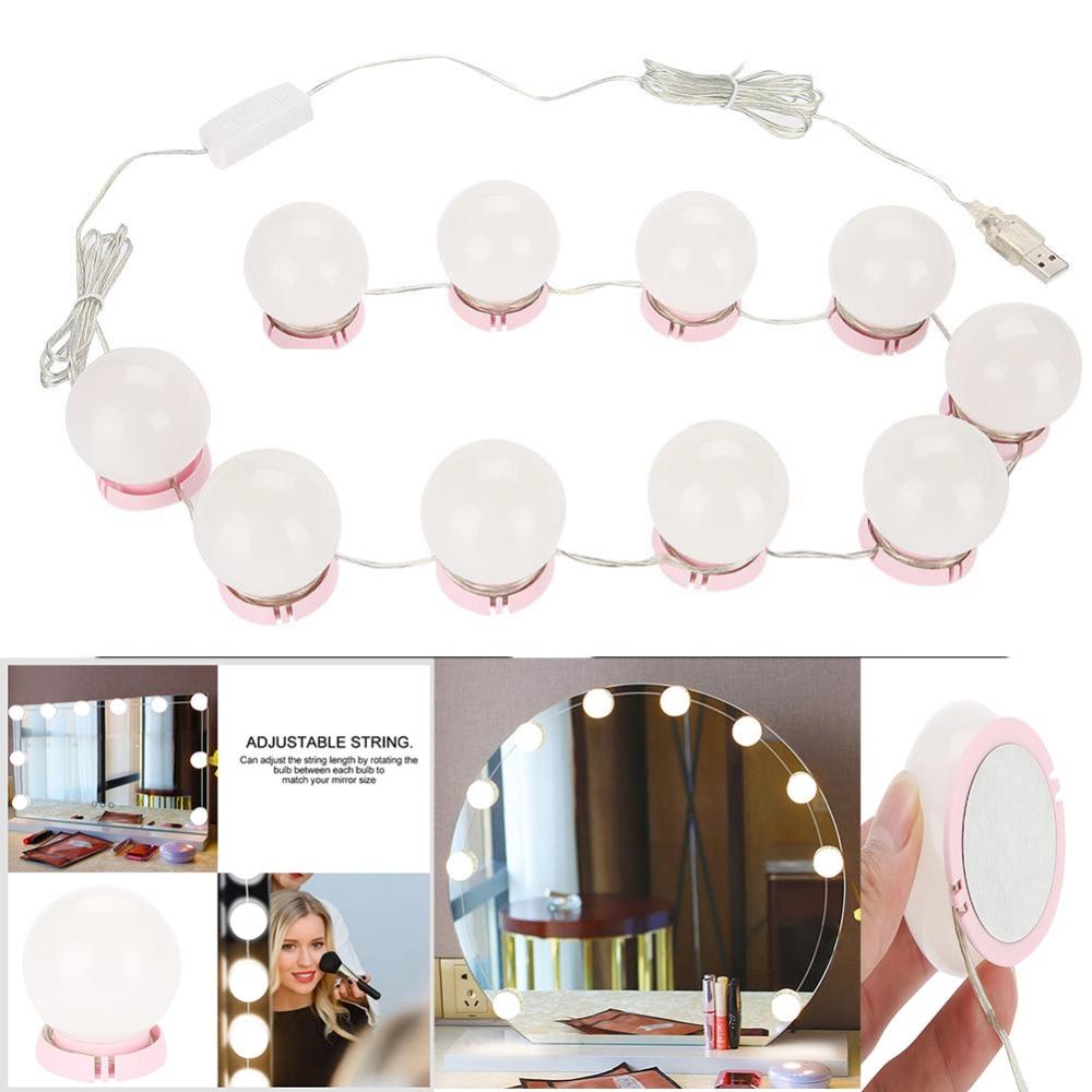 Dressing Table LED Adjustable Brightness Lights with soft illumination, featuring adjustable string length and dimmer switch for customizable brightness.