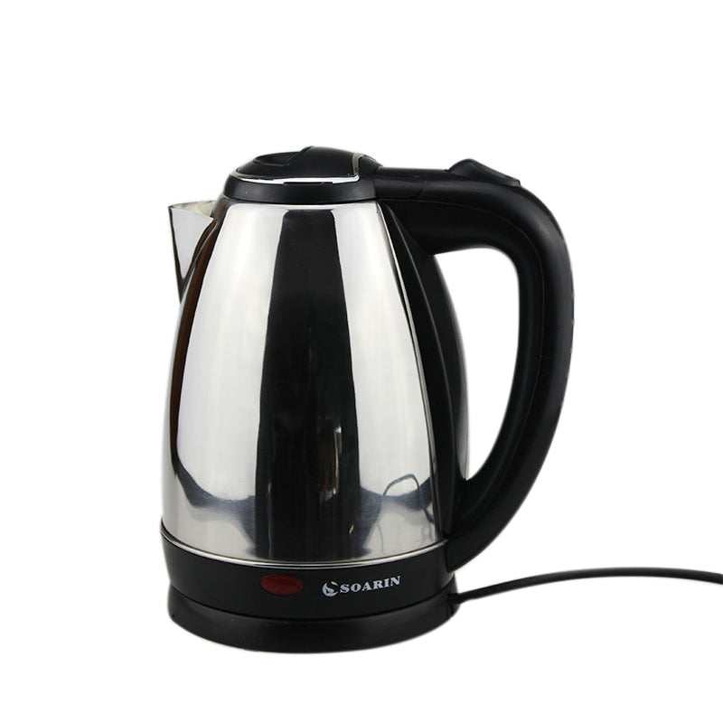 Fast Boiling Practical Stainless Steel Electric Kettle in silver and black, showcasing its sleek design and easy-to-clean nozzle.