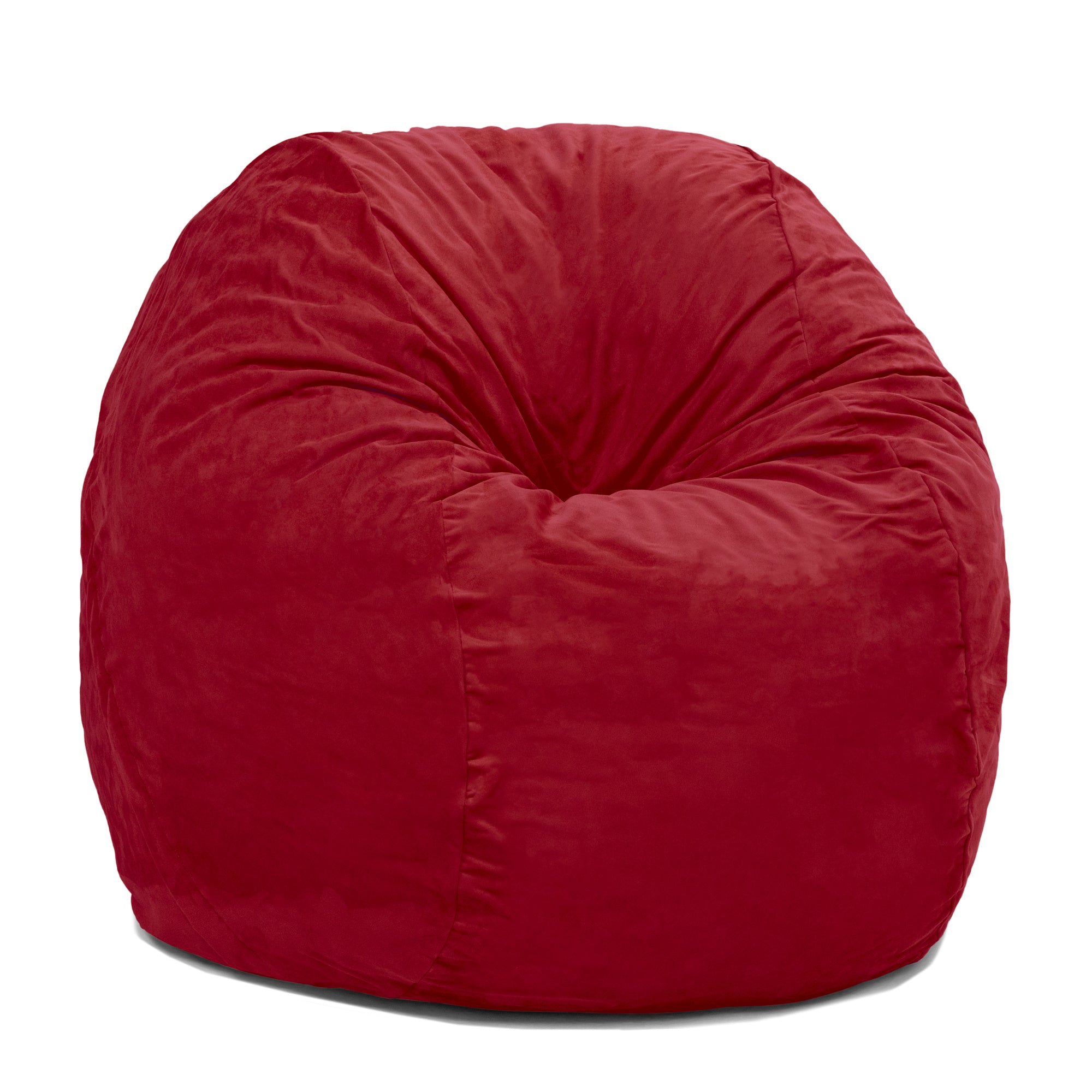 Jaxx Saxx 4 Foot Round Bean Bag in Cinnabar color, showcasing its plush design and removable Microsuede cover.