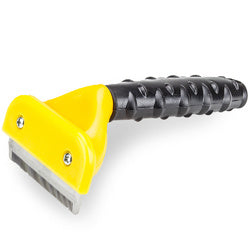 Medium Heavy Duty De-Shedding Tool with ergonomic handle and stainless steel blade, designed for effective pet grooming.