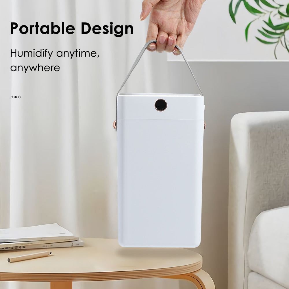 Portable 3000ml Air Humidifier with dual spray nozzles, showcasing its sleek design and large water tank.