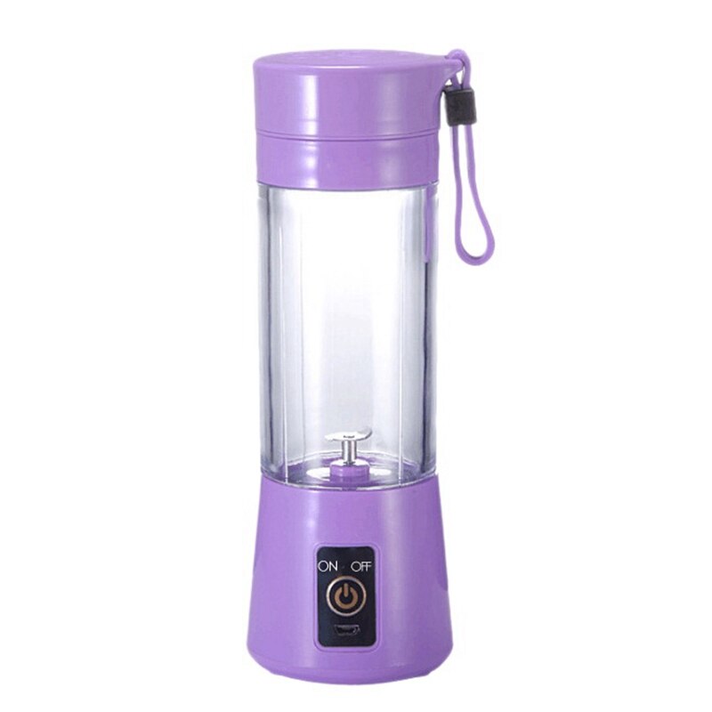 Portable Handheld USB Personal Milk Smoothie Maker in vibrant colors with a USB charging port, showcasing its compact design and stainless steel blades.