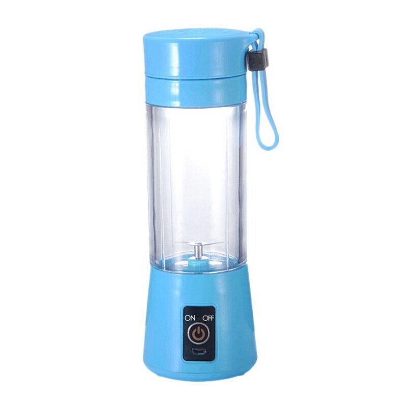 Portable Handheld USB Personal Milk Smoothie Maker in vibrant colors with a USB charging port, showcasing its compact design and stainless steel blades.