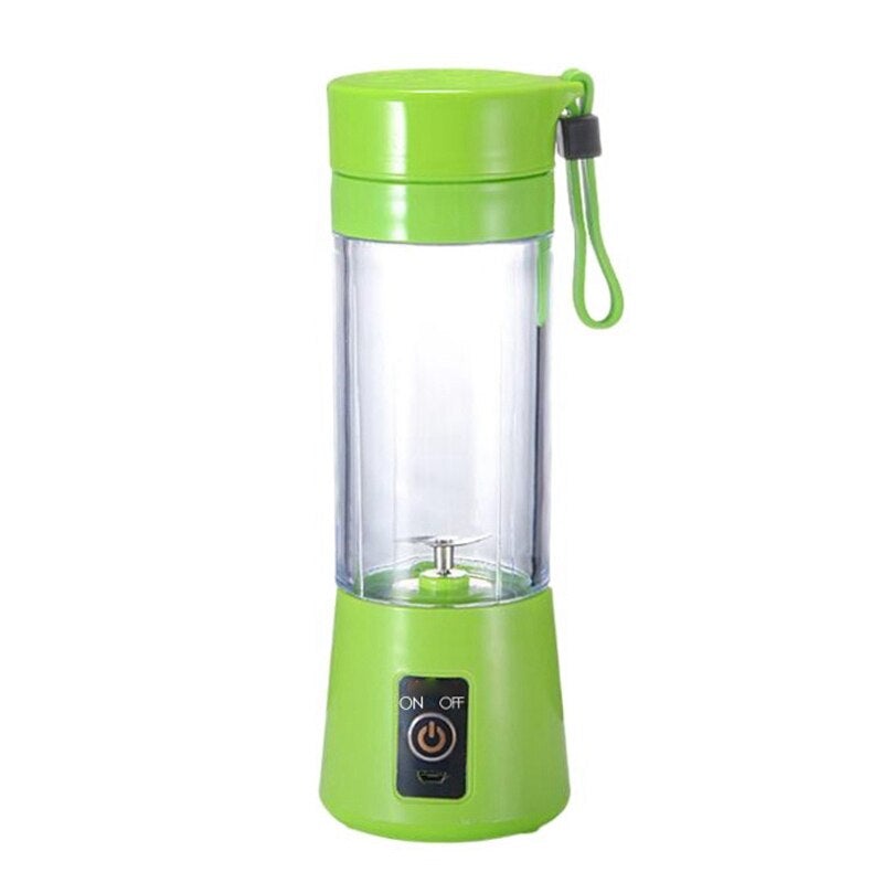 Portable Handheld USB Personal Milk Smoothie Maker in vibrant colors with a USB charging port, showcasing its compact design and stainless steel blades.