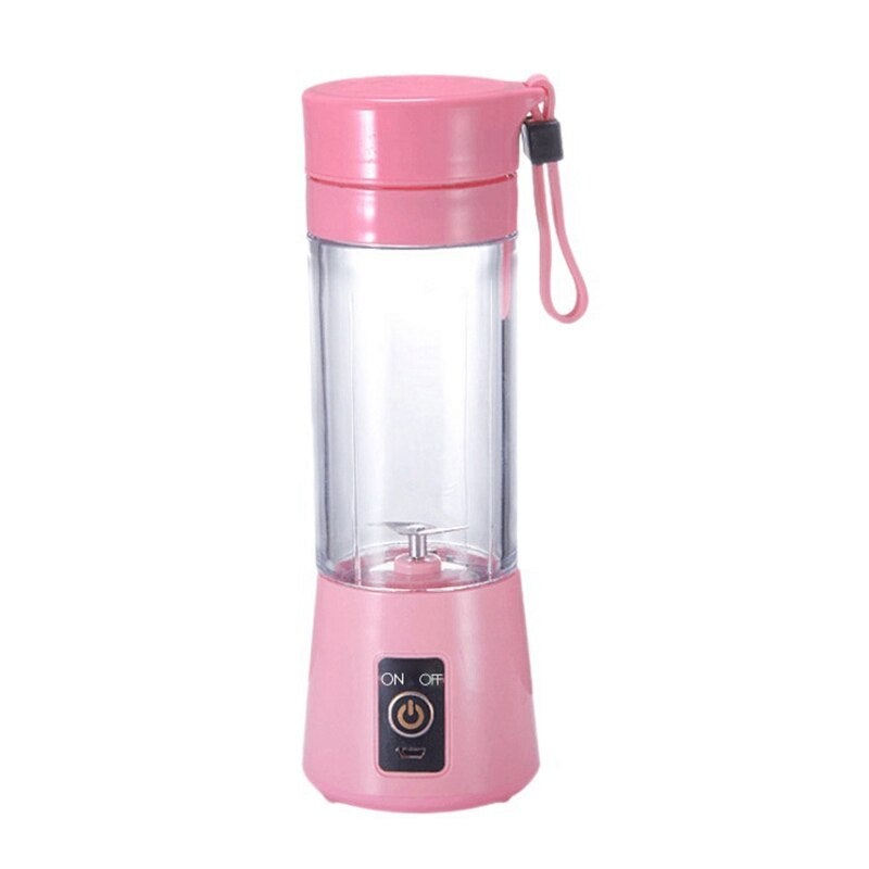 Portable Handheld USB Personal Milk Smoothie Maker in vibrant colors with a USB charging port, showcasing its compact design and stainless steel blades.