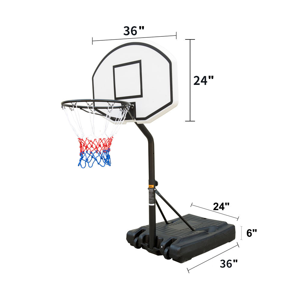 Portable Poolside Basketball Hoop with adjustable height, sturdy base, and weatherproof materials, perfect for summer fun by the pool.