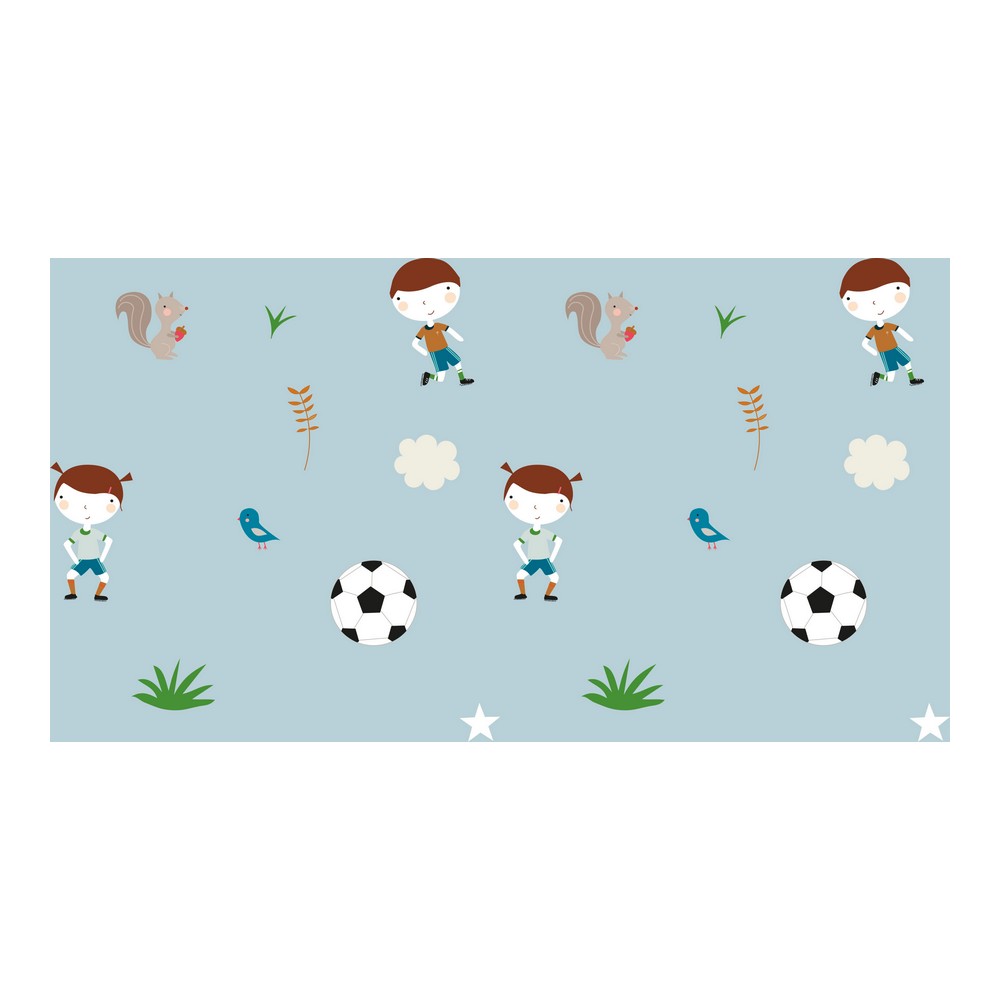 Children, animals, and soccer balls pattern