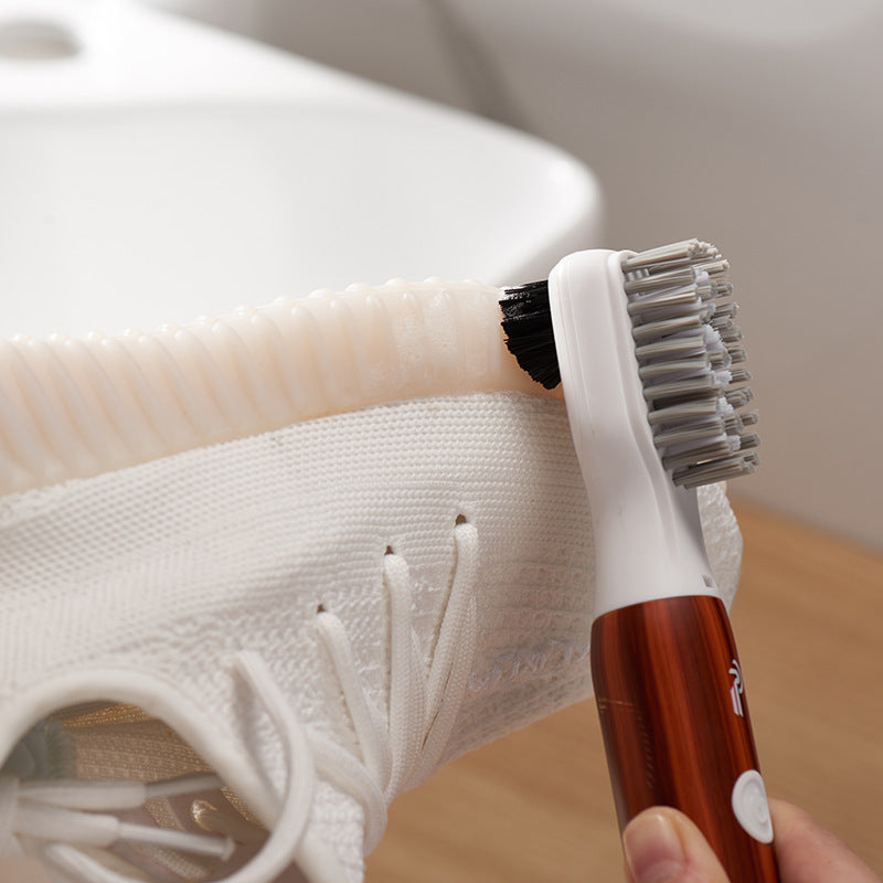 Vibration Shoe Brush with toothbrush grade bristles and waterproof design, ideal for cleaning sports shoes.