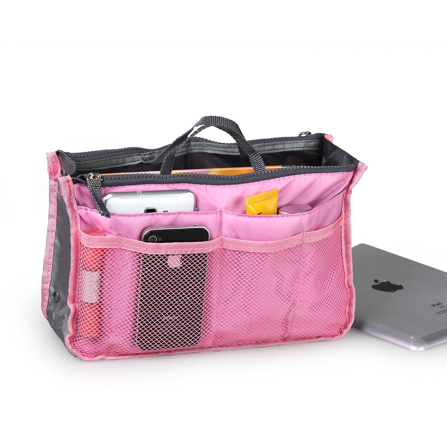 Women Lady Travel Insert Handbag Organiser in various colors with multiple pockets for organization.