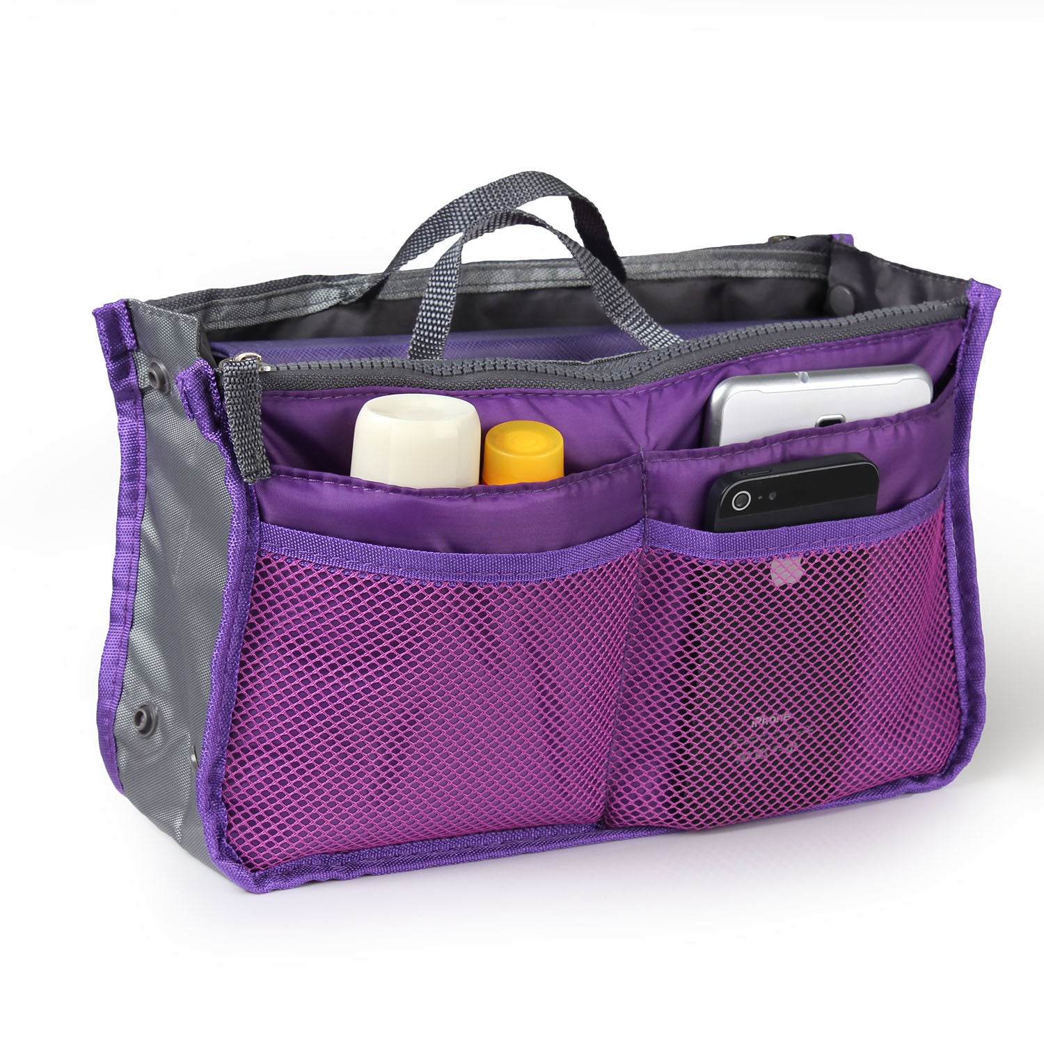 Women Lady Travel Insert Handbag Organiser in various colors with multiple pockets for organization.