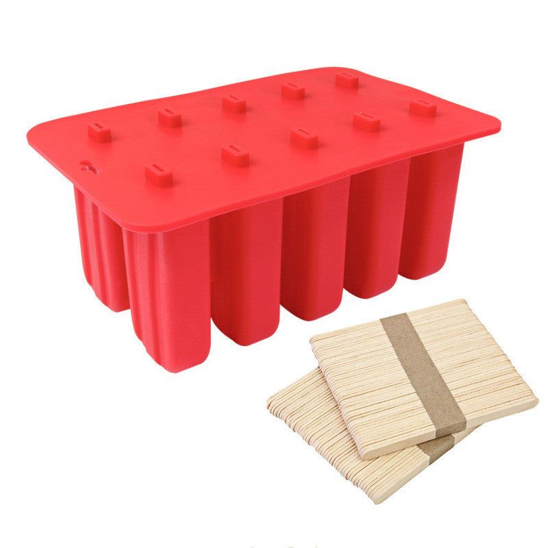 Colorful silicone ice cream molds with sticks for homemade ice cream treats.